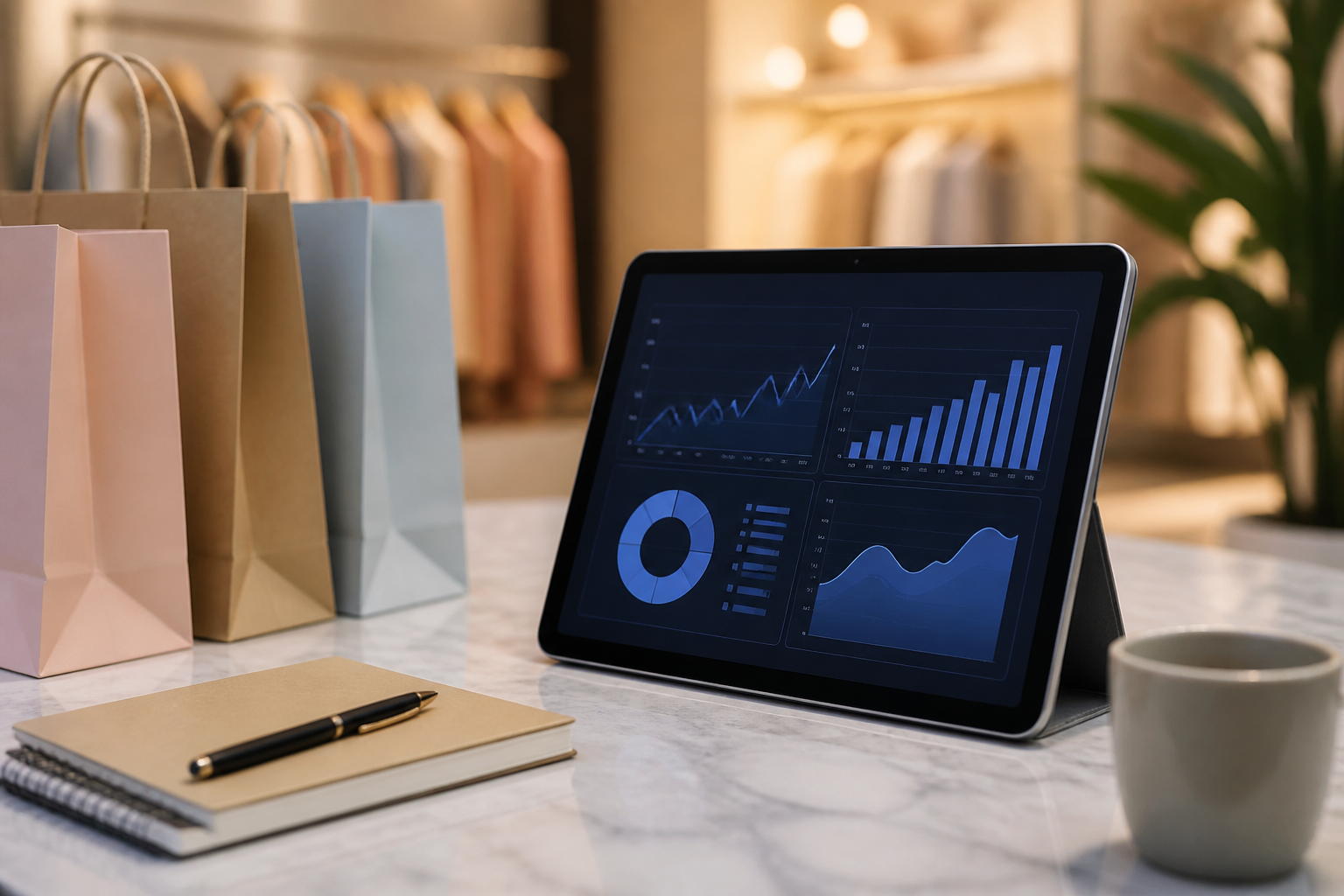 Ecommerce growth analytics on tablet