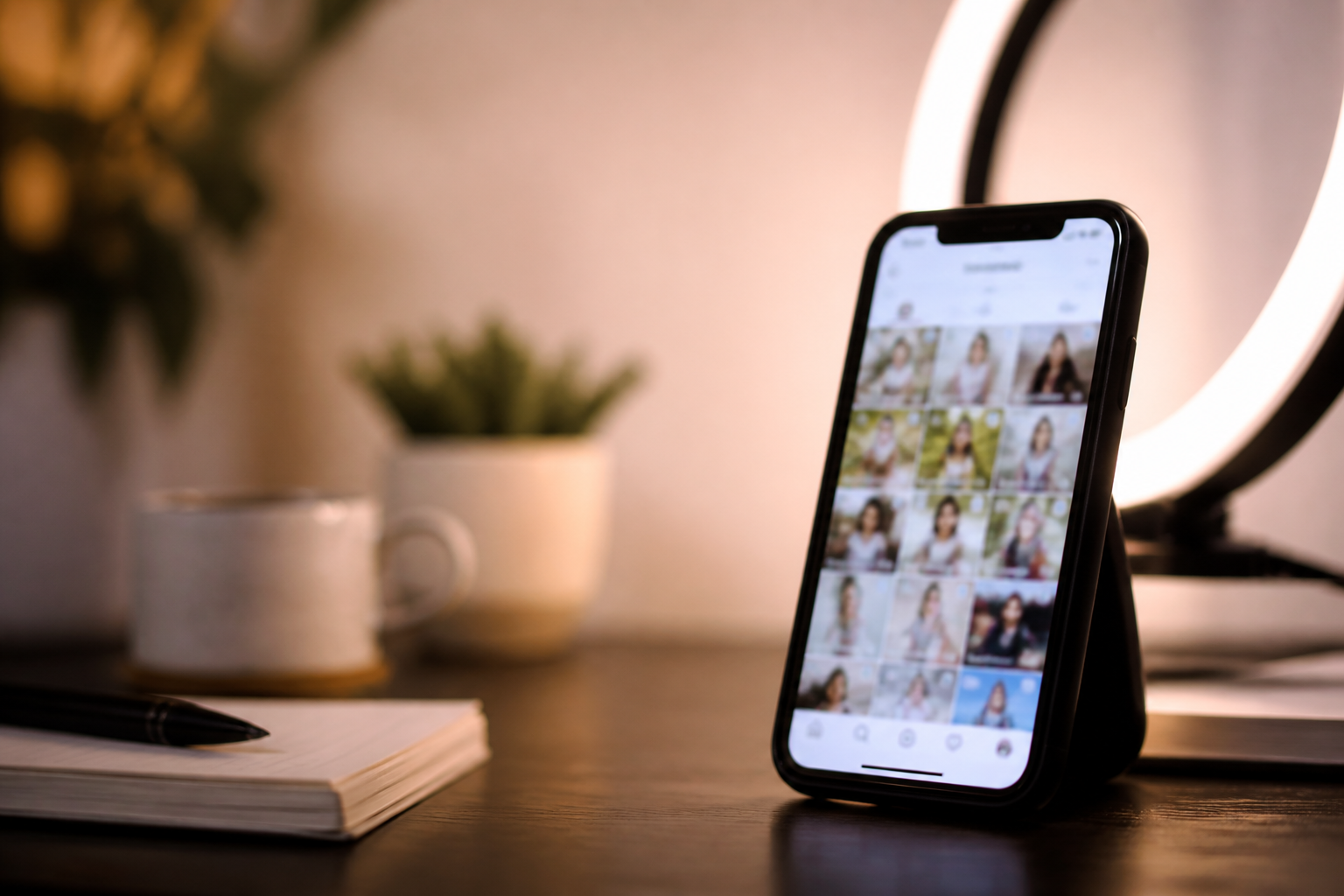 Phone showing social feed — Instagram growth