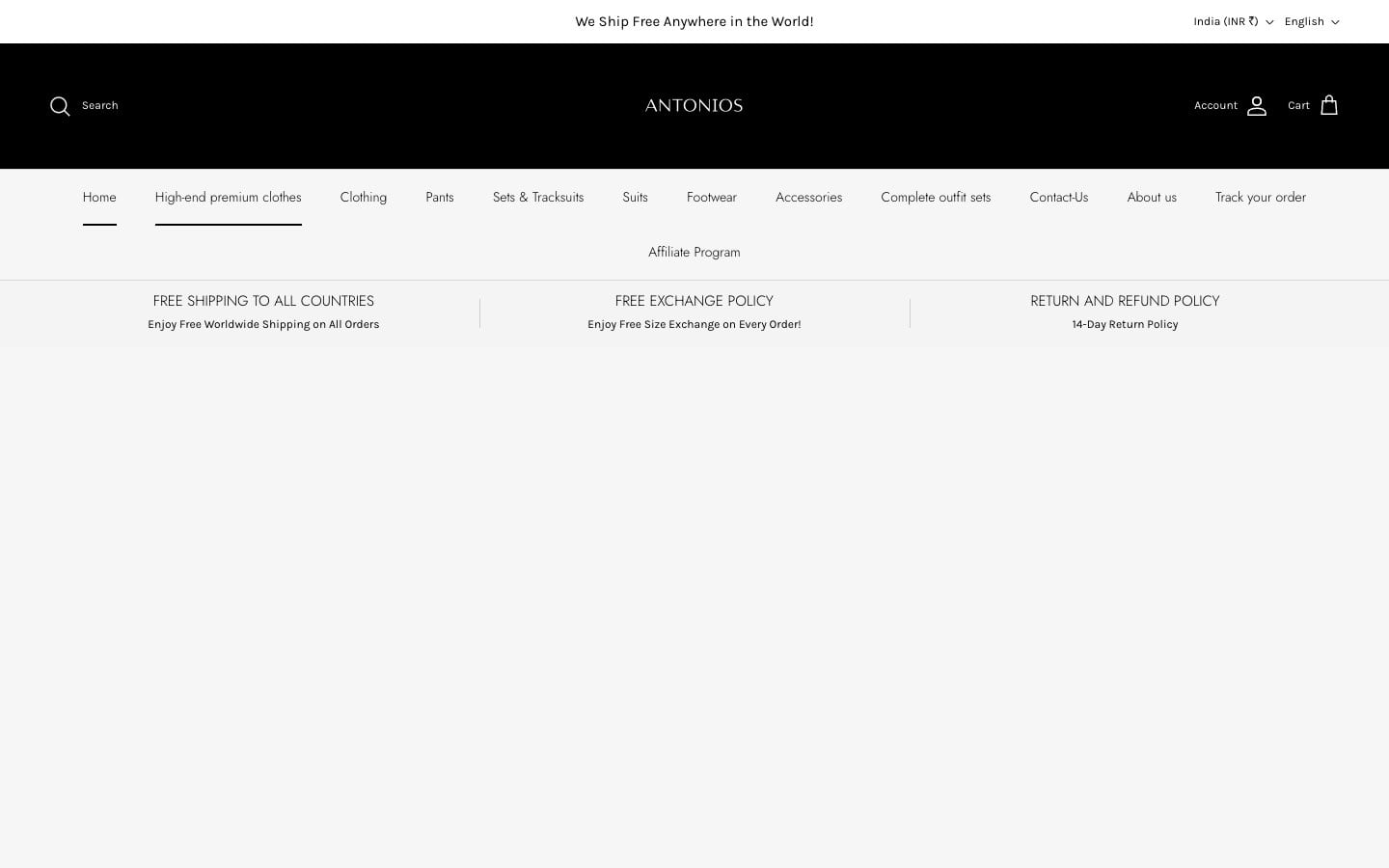 Antonio's Clothing website